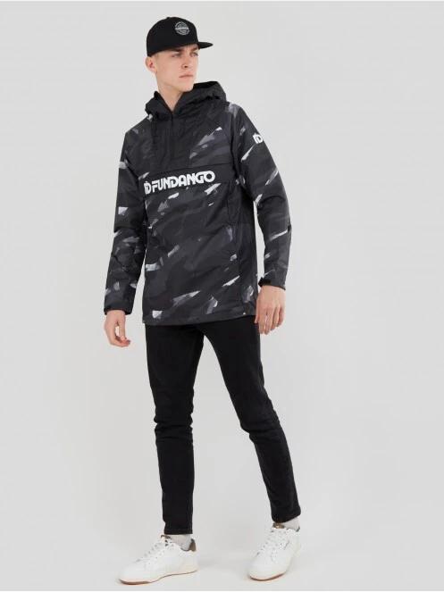 Fundango Salmo Logo Anorak herren regenmantel Schwarz 4