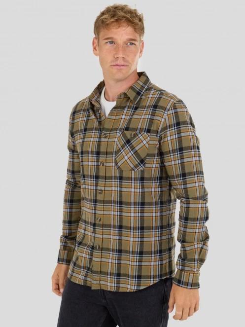 Fundango Harris Shirt herren langarmhemd oliv 2
