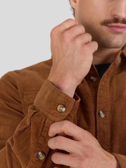 Fundango Oregon Corduroy Shirt herren langarmhemd braun 9