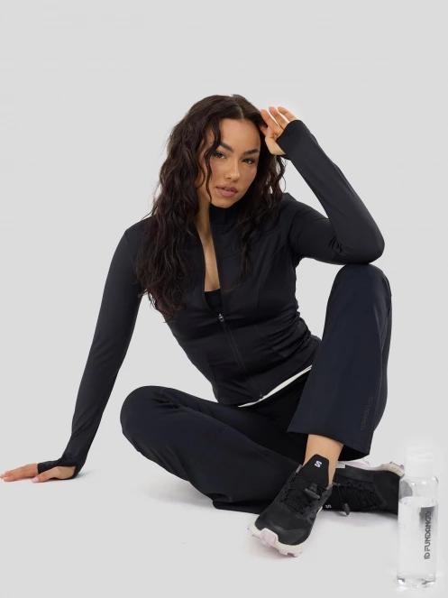 Fundango Flop Zip Up Top damen langarm sport t-shirt Schwarz 4