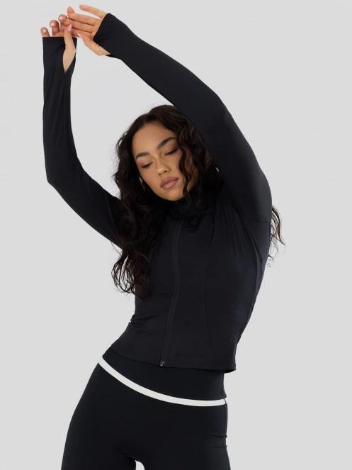 Fundango Flop Zip Up Top damen langarm sport t-shirt Schwarz 5