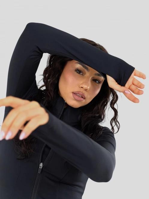 Fundango Flop Zip Up Top damen langarm sport t-shirt Schwarz 7