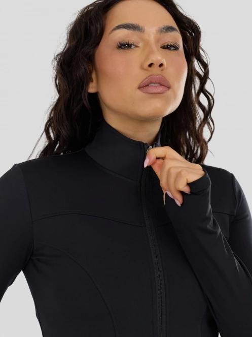 Fundango Flop Zip Up Top damen langarm sport t-shirt Schwarz 9