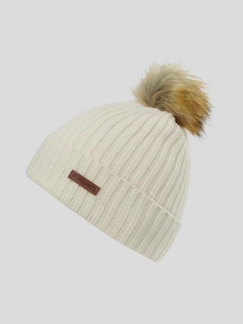 Fundango Merna Beanie damen bommelmütze weiß 2